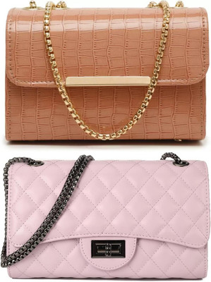 Bag ward Brown, Purple Sling Bag Stylish Fancy Unique Design Sling Bag For Women's/Girls(Pack of 2)