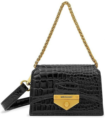 Miraggio Black Sling Bag Mini Partywear Shoulder Bag Detachable Crossbody Strap
