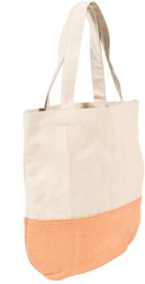 laxmitara Beige, Orange Tote HAND BAGS