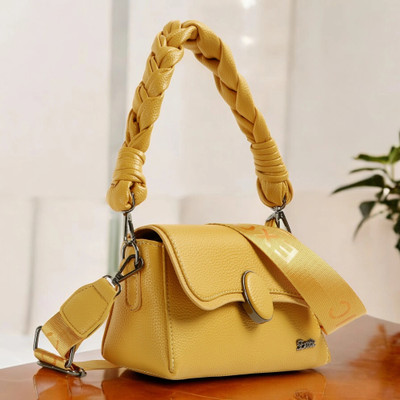 Exotic Yellow Sling Bag Flap Design Texture Sling Bag