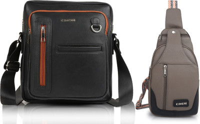 CIMONI Brown, Black Shoulder Bag Classy Unique Design Classy Trendy Travel Chest Choulder Unisex Crossbody Bag(Pack of 2)