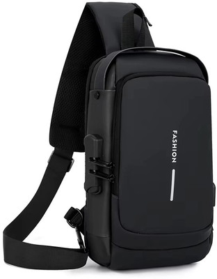 ZARRY Black Sling Bag Waterproof, USB Charging, Crossbody Sling Bag with Adjustable Strap_01
