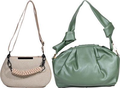 Despacito Green, Beige Sling Bag DESP21-756-Green(Pack of 2)