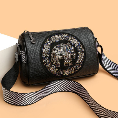 Diva Dale Black Sling Bag Trendy Bohemian Broad Strap PU