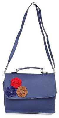 Grabonclothing Blue Sling Bag Women's Faux Leather Stylish Crossbody Adjustable Strap Sling Bag