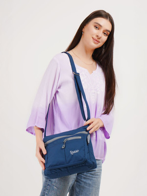 Lasso Blue, Grey Sling Bag Stylish Multi-Pocket Crossbody For Women's and Girls