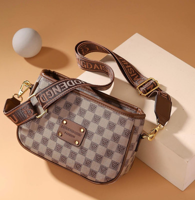 Diva Dale Beige Sling Bag Stylish Trendy Premium Party-Wear Casual Broad Belt