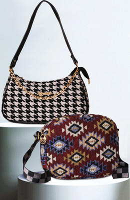 BANDICOOT Black, Khaki Sling Bag COMBO BIG LUCK 1 CHECK SM LUCK 8 AAKHEIN(Pack of 2)