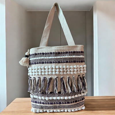 Navaa Blue Tote Handloom Shoulder Tote Bag