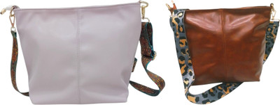 Dakota Purple, Brown Sling Bag STYLISH PU LEATHER BAGS ALONG WITH SLING FOR WOMENS(Pack of 2)