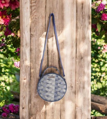 ASTRID Blue Sling Bag Textured Round Sling Bag With Adjustable Strap For Girls