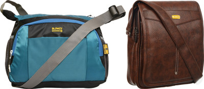 Blowzy Blue, Black, Brown Sling Bag College crossbody Travel Unisex Office Business Messenger Bag(Pack of 2)