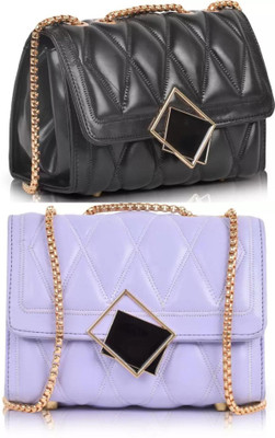 Novella Black, Purple Sling Bag Women Sling Bag Bag - Regular Size For Women's/Girls(Pack of 2)