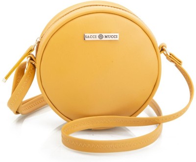 Sacci Mucci Yellow Sling Bag Round Sling Bag, Printed Sling Bag, Women Sling Bag, Crossbody Bag