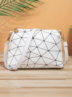LIKE STYLE White Sling Bag Attractive Printed Formal