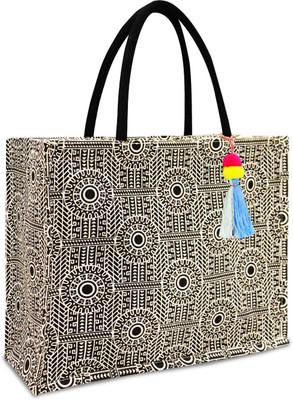 Earthbags Black, White Tote NOMADIC SPIRIT BAG: BLACK & WHITE