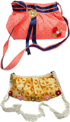 athizay Orange, Blue, White, Yellow Sling Bag Sling bags for women print Cross body bags(Pack of 2)