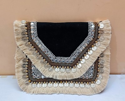 MKS Black, Beige Sling Bag Handcrafted Boho Banjara Bags For Women, Handembrodry Sling Bag For Regular Wear