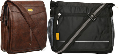 Blowzy Black, Brown Sling Bag Stylish Sling Cross Body Travel Messenger Bag with MultiPocket Zip Closure(Pack of 2)
