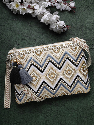 Anekaant Beige, Gold Sling Bag Boho