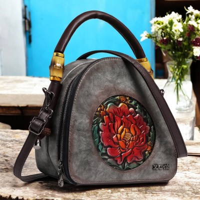 Exotic Premium Grey Sling Bag The Unique Round Floral Embossed Shoulder/Sling Bag