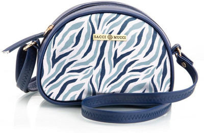 house of common Blue Shoulder Bag Printed Handcrafted Crossbody Rainbow Sling Bag-Wave Botanical