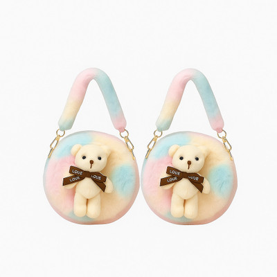 Svelte Multicolor Sling Bag Women Combo TeddyLove Fur Sling(Pack of 2)