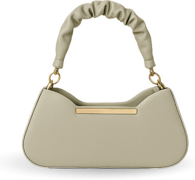 SWAG WALI SAHELI Beige Sling Bag Chic Ruched Top Handle Shoulder Bag | Minimalist Design Vegan Leather Handbag