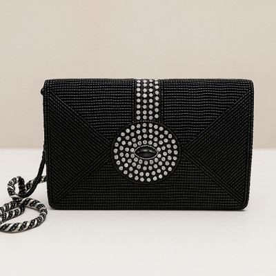 OSWAL ARTS Black Clutch Women’s Black Handcrafted Beaded Party Clutch