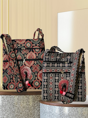 CLASSIQUE Multicolor Sling Bag Santiniketan Cotton Printed Combo Sling Bags(Pack of 2)