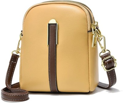 SYGA Yellow Sling Bag Women Mini Small Bag Fashionable Vertical Soft Leather Shoulder Crossbody bag