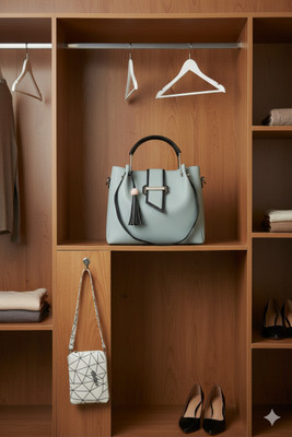 Kenuva Green, White Sling Bag Dual-Design Women's Handbag Combo Set(Pack of 2)