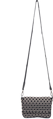 PRIMROSE Black Sling Bag Geometric Pattern Crossbody Bag