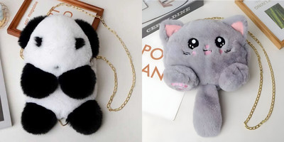 Nappmall Grey, White, Black Sling Bag Women Shoulder Bag Cute Soft & Fluffy Teddy Bear Sling Bag | Side Bags(Pack of 2)