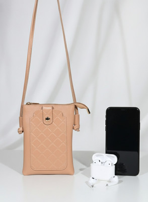 DONICY Beige Sling Bag Classy mobile pouch sling