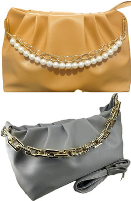 RANDAM Yellow, Grey Sling Bag PU - Leather Tote Bag for Women Female Large Capacity Shoulder Bag Handbags.(Pack of 2)