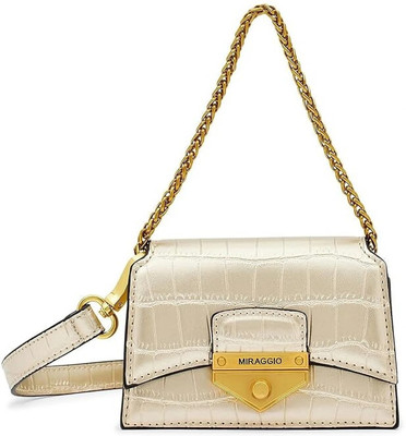 Miraggio Silver Sling Bag Mini Partywear Shoulder Bag Detachable Crossbody Strap