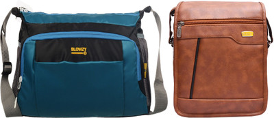 Blowzy Blue, Black, Tan Sling Bag Cross Body men's sling bag(Pack of 2)