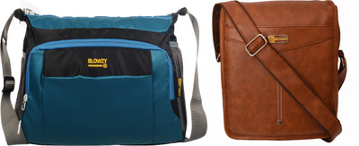 Blowzy Blue, Black, Tan Sling Bag Cross Body men's sling bag(Pack of 2)