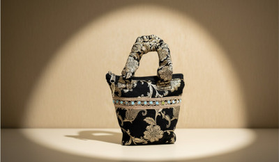 Sh Creations Black, Gold Hand-held Bag Goldblooms Handmade PREMIUM Bag