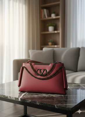 ROYALTRADERS Maroon Sling Bag Glam-V-Logo-Chain-Cream