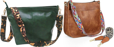 Dakota Brown, Green Sling Bag Stylish Crossbody Handbag along with Adjustable sling(Pack of 2)
