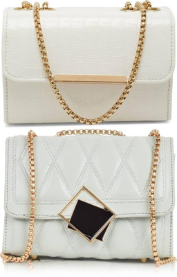 Novella White, Grey Sling Bag Women Sling Bag Bag - Regular Size For Women's/Girls(Pack of 2)