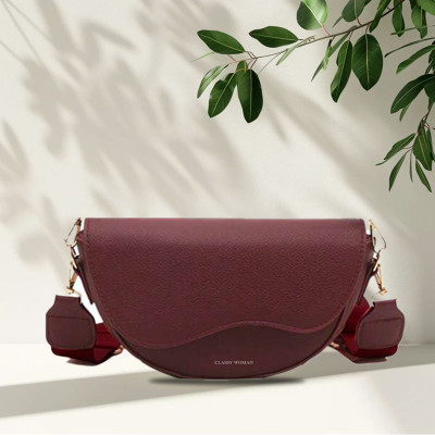 Classy Women Maroon Sling Bag Indie Core Mini Crossbody Bag – Adjustable Strap And Spacious Inside