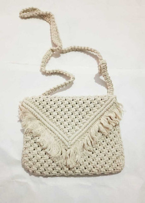 BAKSHEXPORT White Shoulder Bag woman Handmade Macrame Shoulder Bag For Ladies