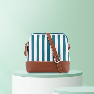 Fastrack Blue Sling Bag Blue Striped Sling Bag for Women