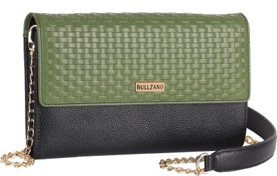 BULLZANO Multicolor Sling Bag Genuine Leather Ladies Sling Bag/Clutch (16 Card Slots) Black/Green