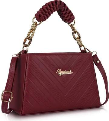 aesthetic Maroon Sling Bag Trendy Women Golden Chain Handle Slingbag Stylish Lightweight Slingbag