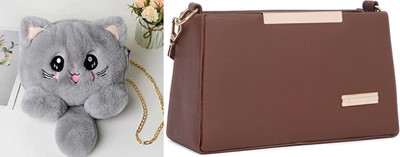 Nappmall Black, Brown Sling Bag CUTE SOFT CAT SLING BAG FOR PICNIC,TRAVEL LATEST DESIGN BEST FOR GIFT(Pack of 2)