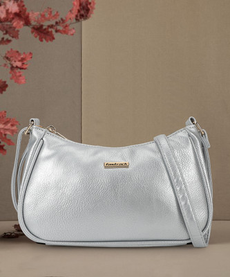 Fastrack Silver Sling Bag Textured